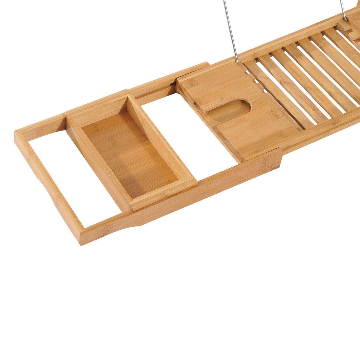 HOMCOM Bamboo Bath Caddy Rack - Extendable - ALL4U RETAILER LTD