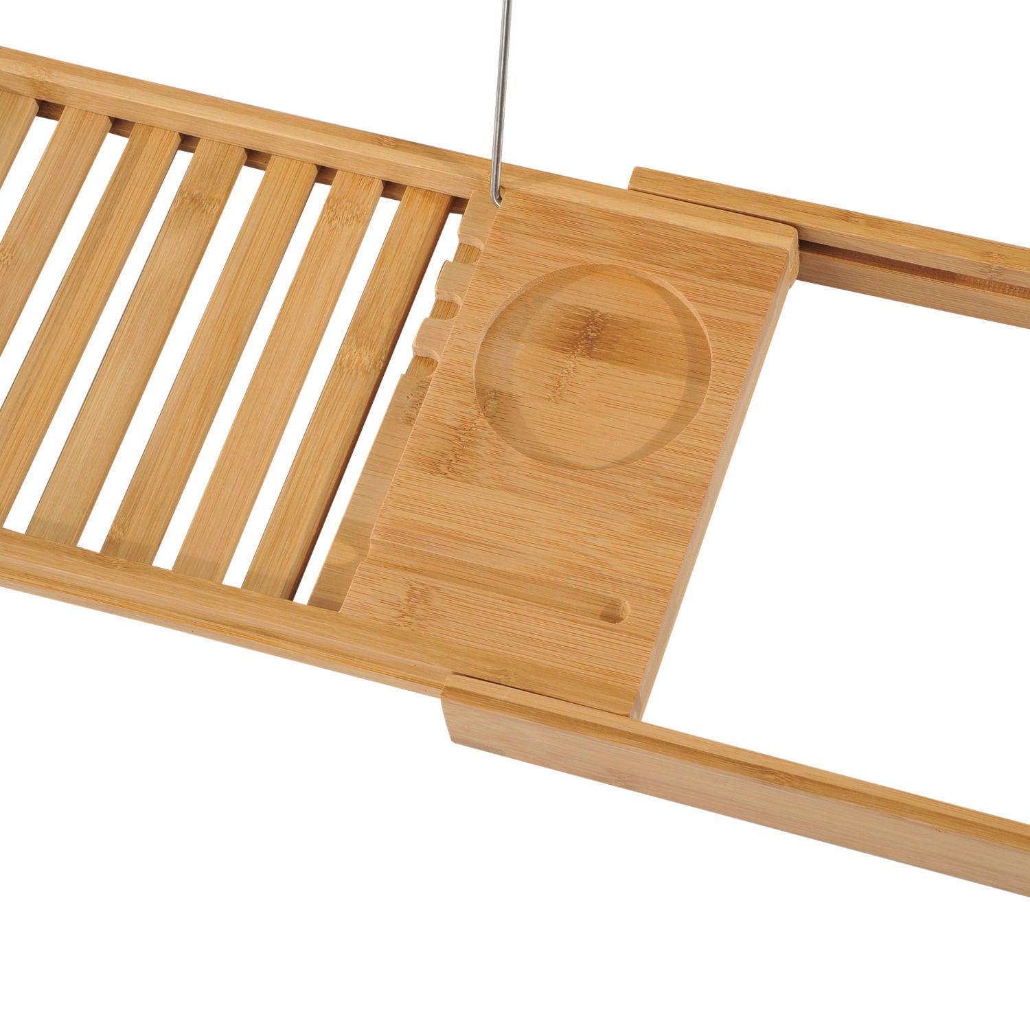 HOMCOM Bamboo Bath Caddy Rack - Extendable - ALL4U RETAILER LTD