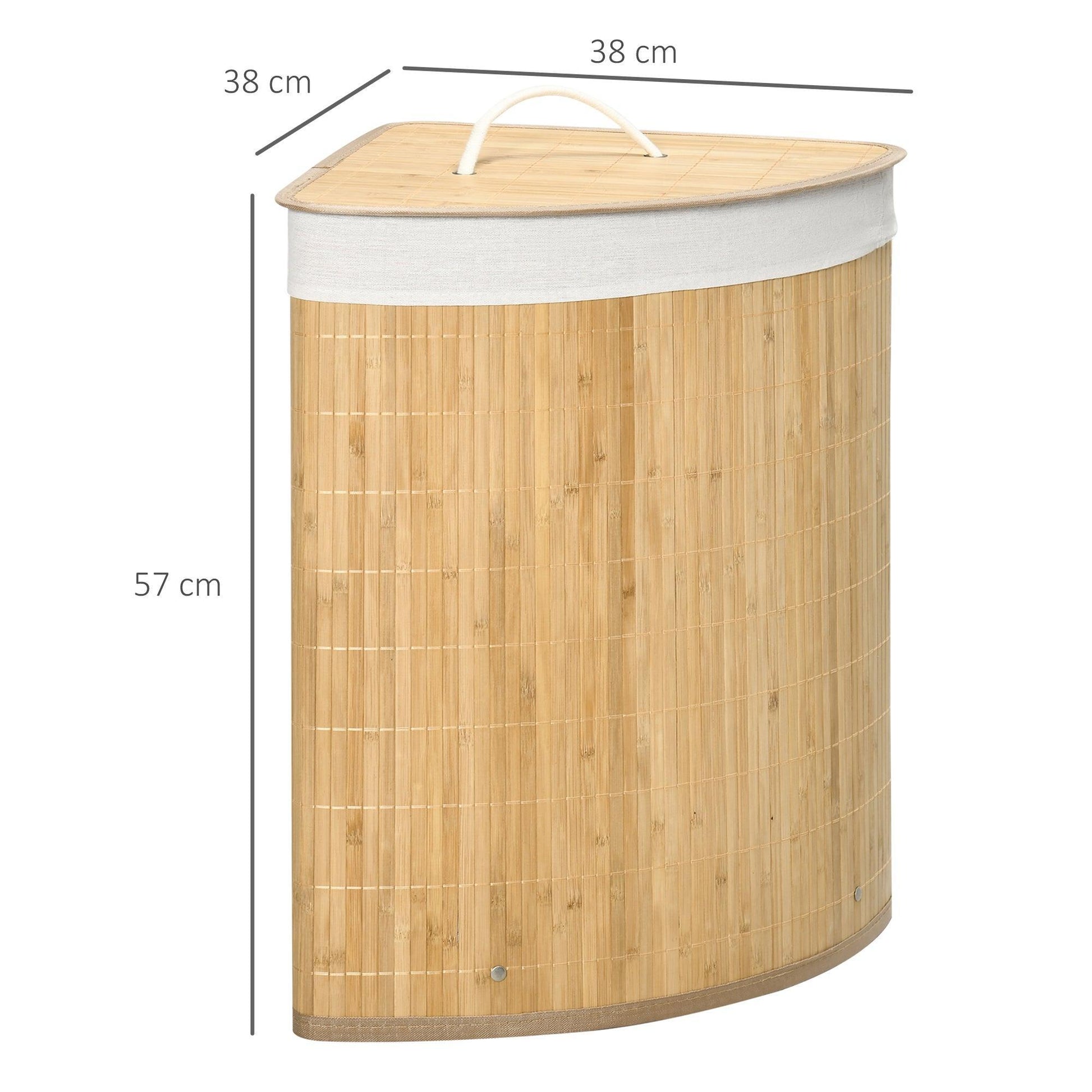 HOMCOM Bamboo Laundry Basket with Lid | 55L Hamper - ALL4U RETAILER LTD