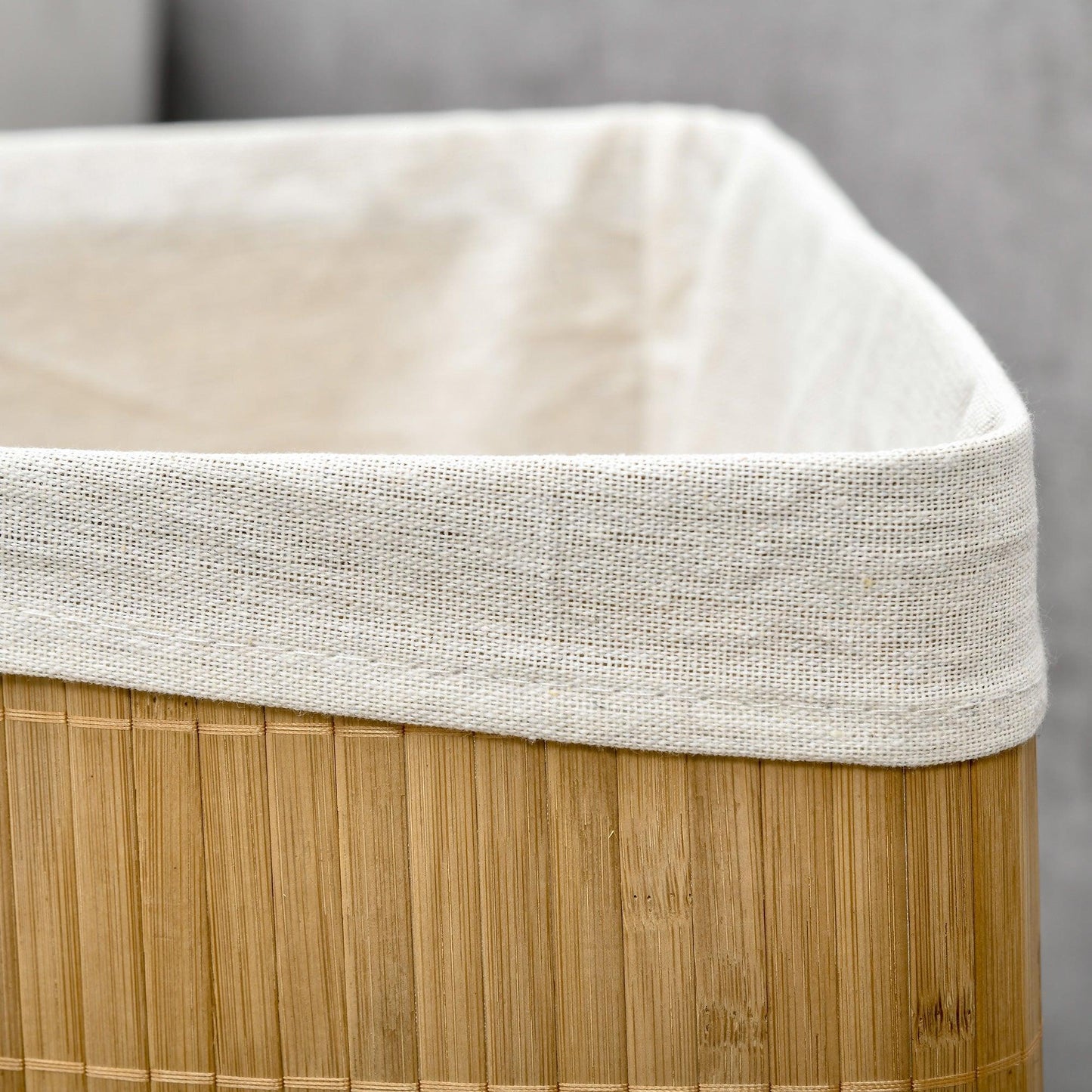 HOMCOM Bamboo Laundry Basket with Lid | 55L Hamper - ALL4U RETAILER LTD