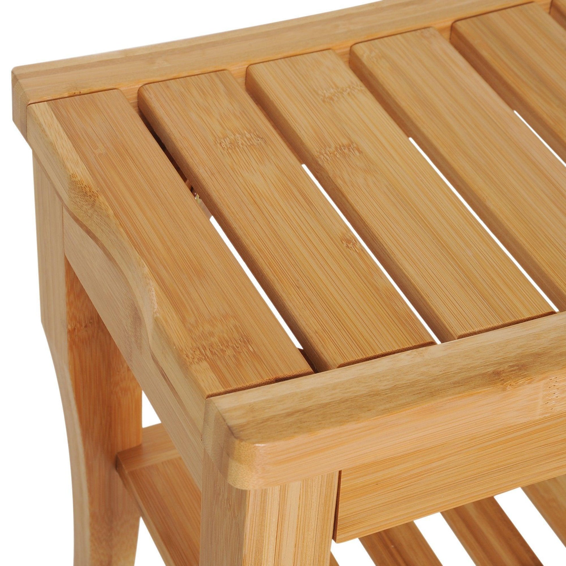 HOMCOM Bamboo Shower Bench with Lower Shelf - ALL4U RETAILER LTD