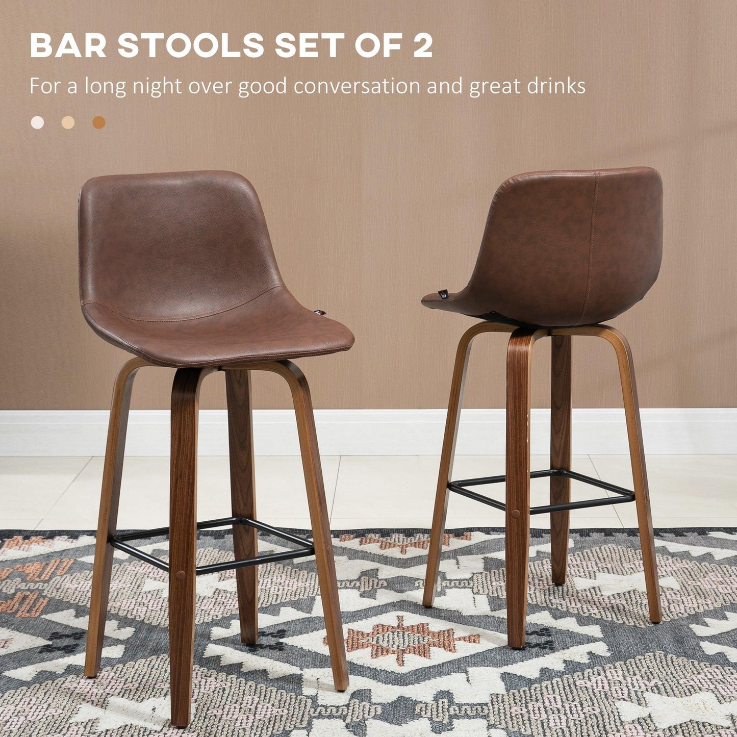 HOMCOM Bar Stools Set - Elegant Kitchen Chairs - ALL4U RETAILER LTD