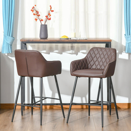 HOMCOM Bar Stools: Set of 2 Retro PU Leather Chairs - ALL4U RETAILER LTD