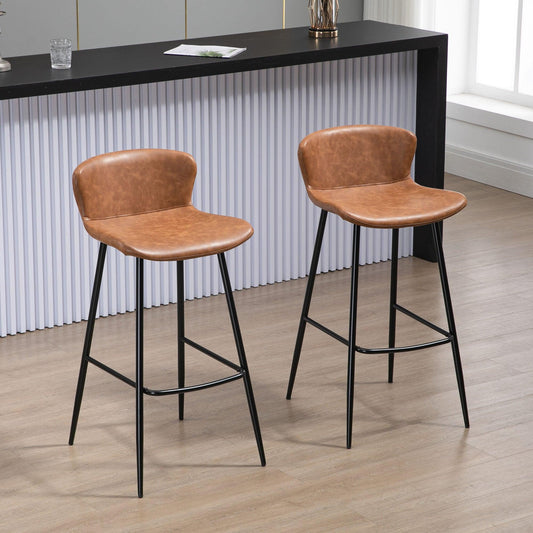 HOMCOM Bar Stools, Stylish PU Leather Chairs - ALL4U RETAILER LTD