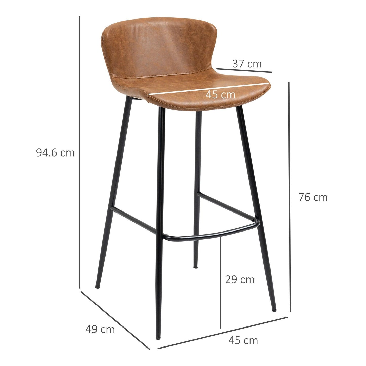 HOMCOM Bar Stools, Stylish PU Leather Chairs - ALL4U RETAILER LTD