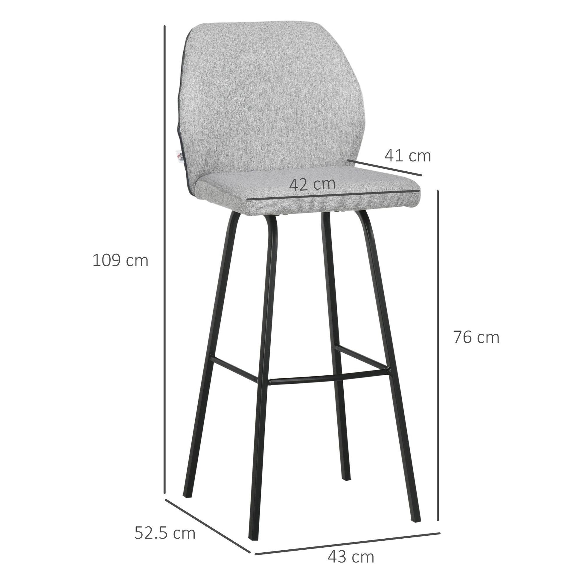 HOMCOM Bar Stools, Upholstered Kitchen Chairs - ALL4U RETAILER LTD