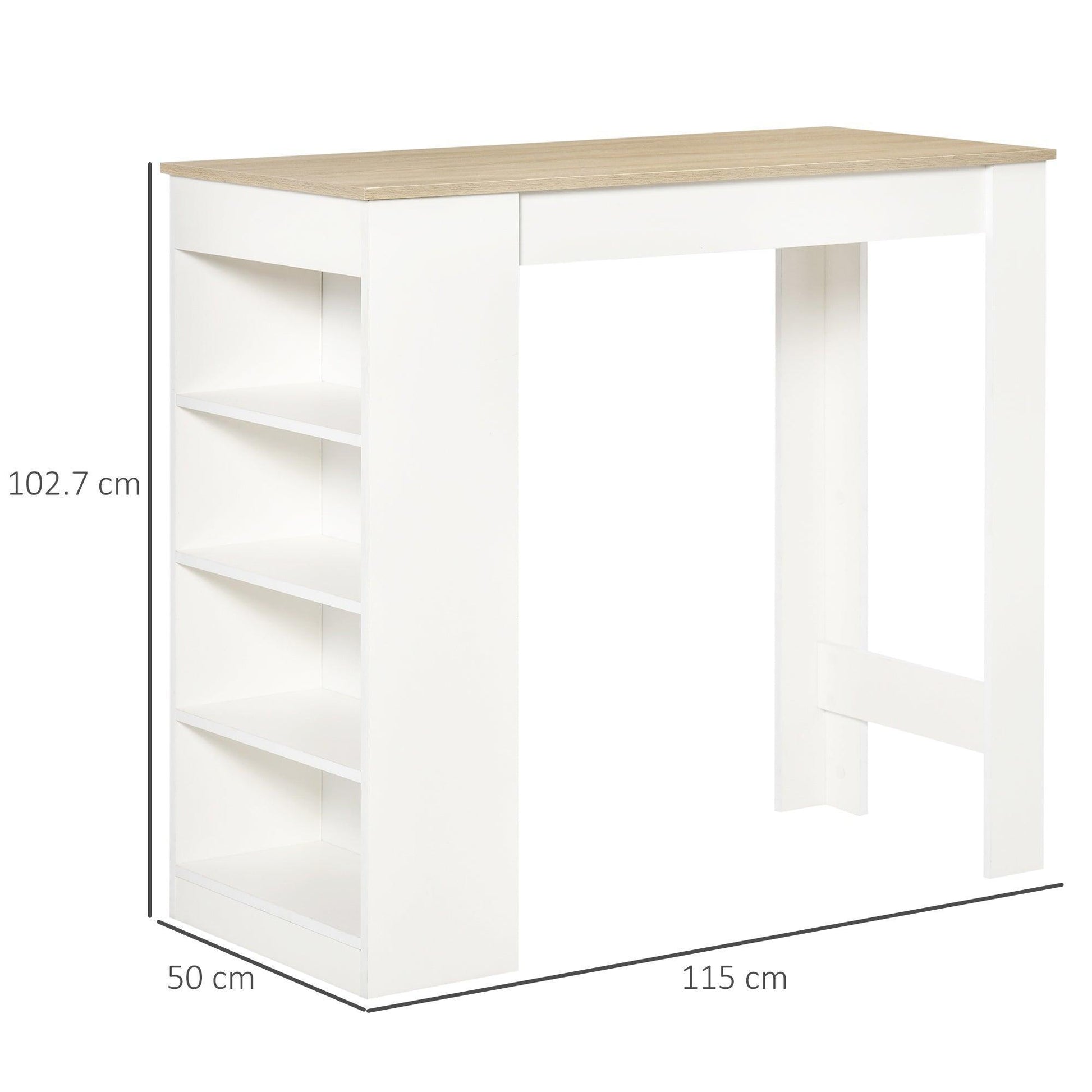 HOMCOM Bar Table with 4-Tier Storage Shelf | Natural - ALL4U RETAILER LTD