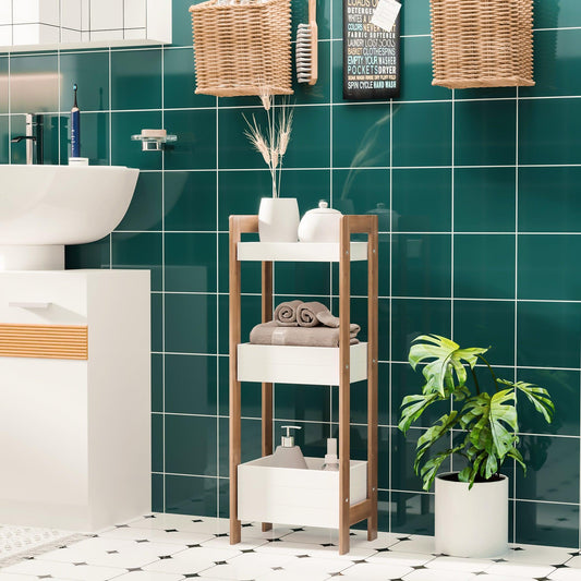 HOMCOM Bathroom Bamboo Storage Rack - ALL4U RETAILER LTD