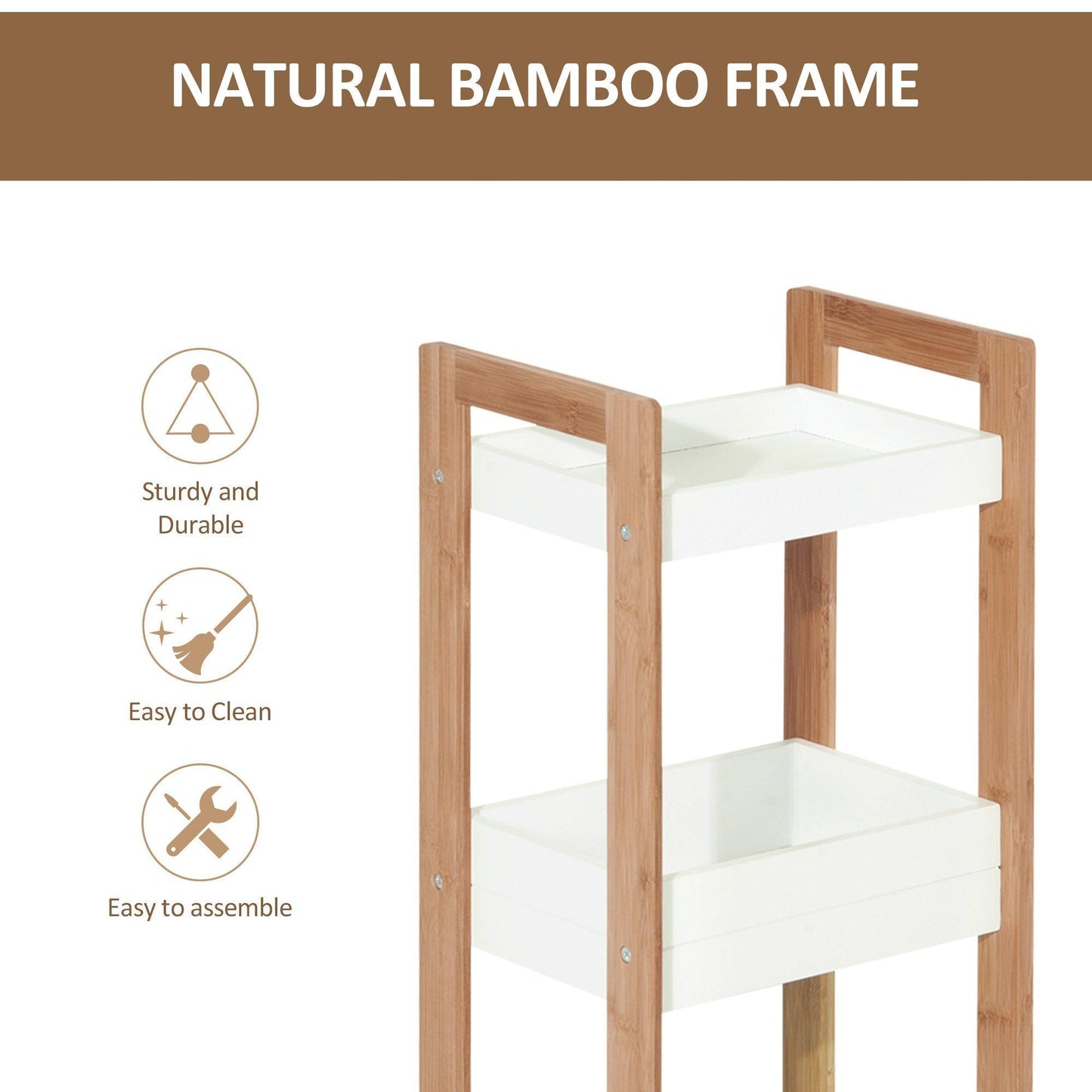 HOMCOM Bathroom Bamboo Storage Rack - ALL4U RETAILER LTD