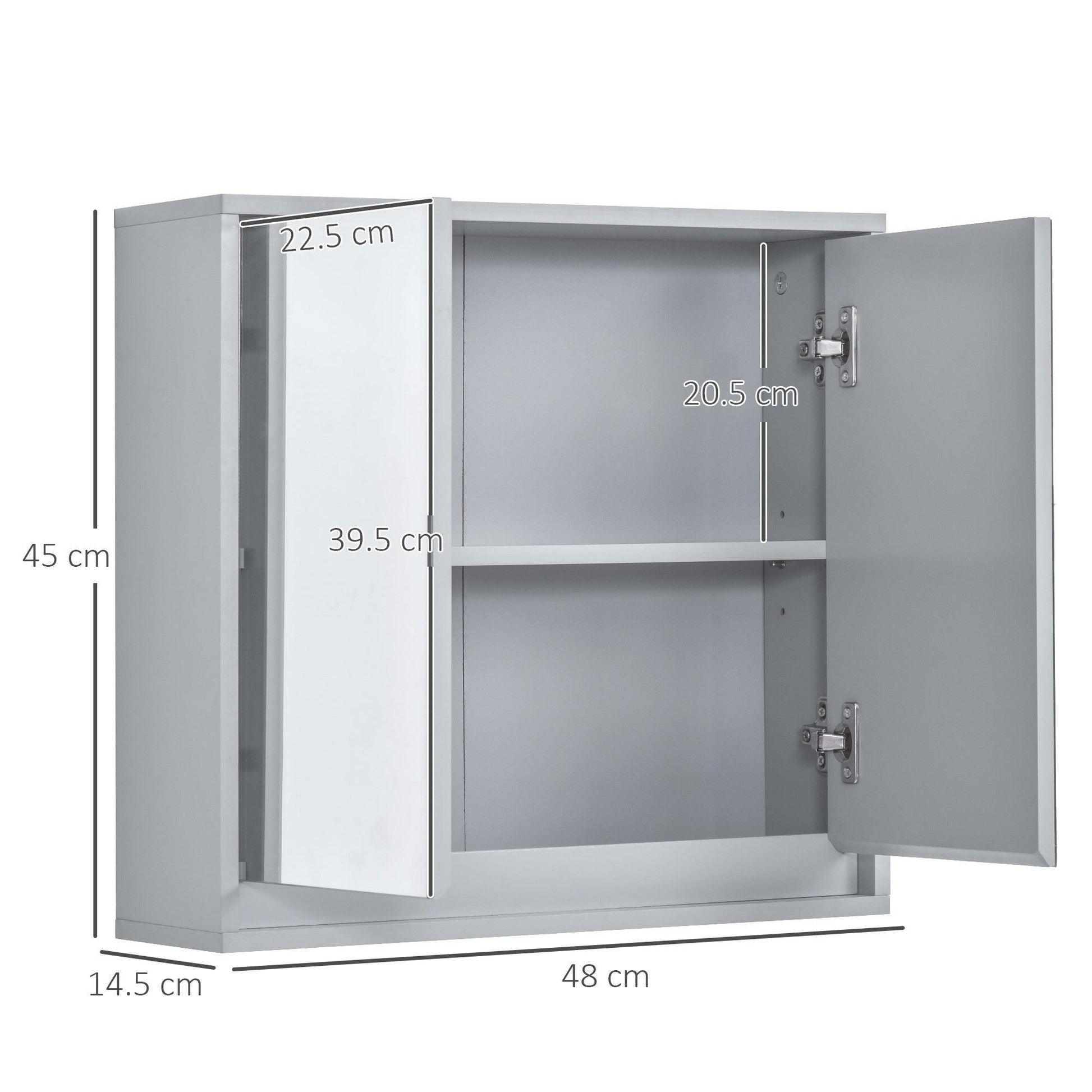 HOMCOM Bathroom Mirror Cabinet - Wall Mounted Storage - ALL4U RETAILER LTD