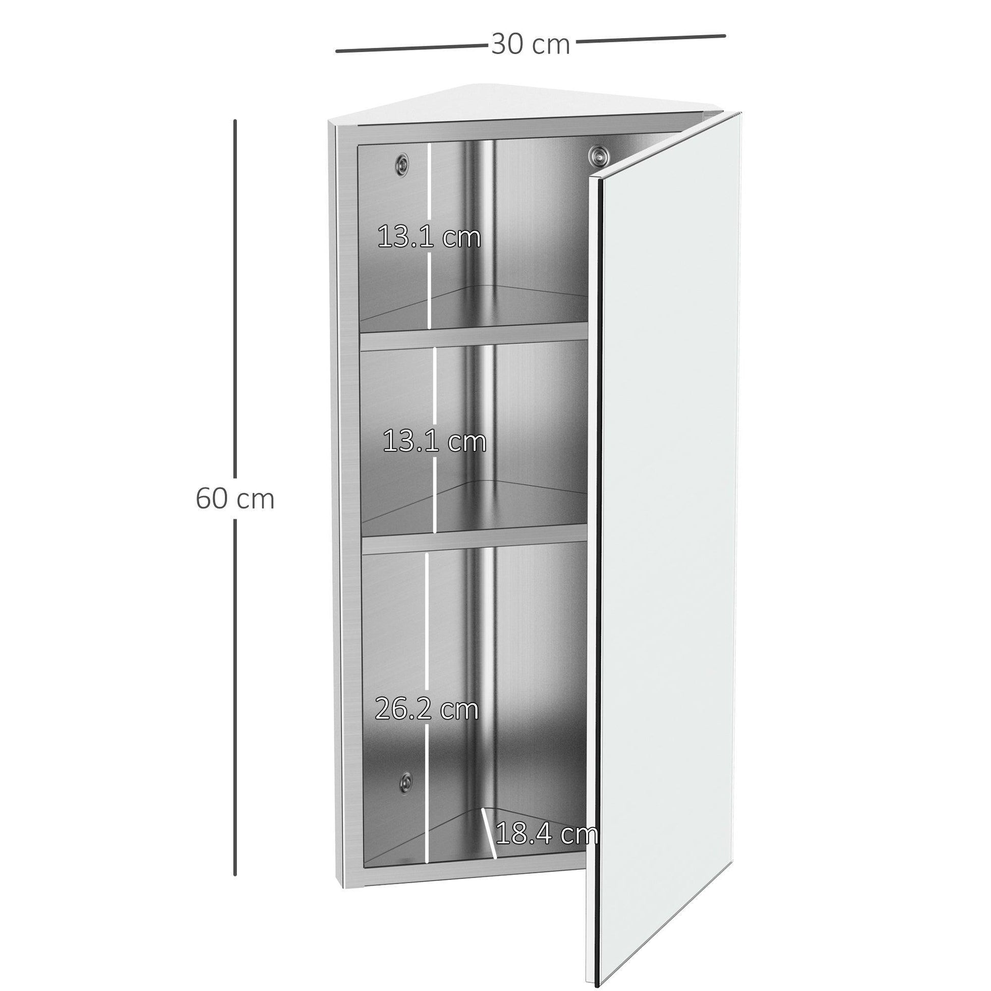 HOMCOM Bathroom Mirror Storage Cabinet with Single Door - ALL4U RETAILER LTD