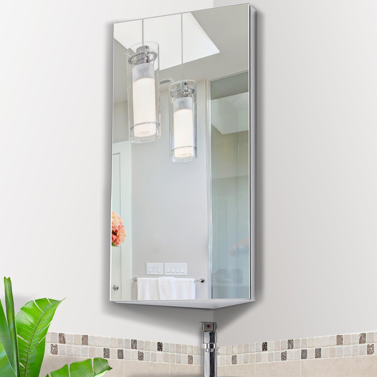 HOMCOM Bathroom Mirror Storage Cabinet with Single Door - ALL4U RETAILER LTD