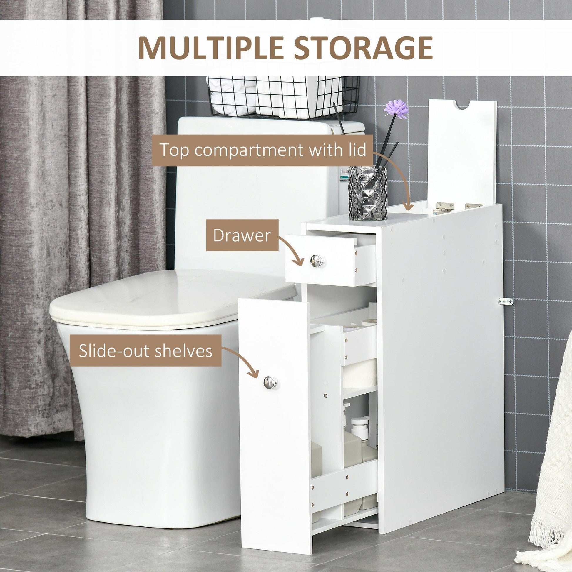 HOMCOM Bathroom Storage Cabinet, Slim & Elegant - ALL4U RETAILER LTD