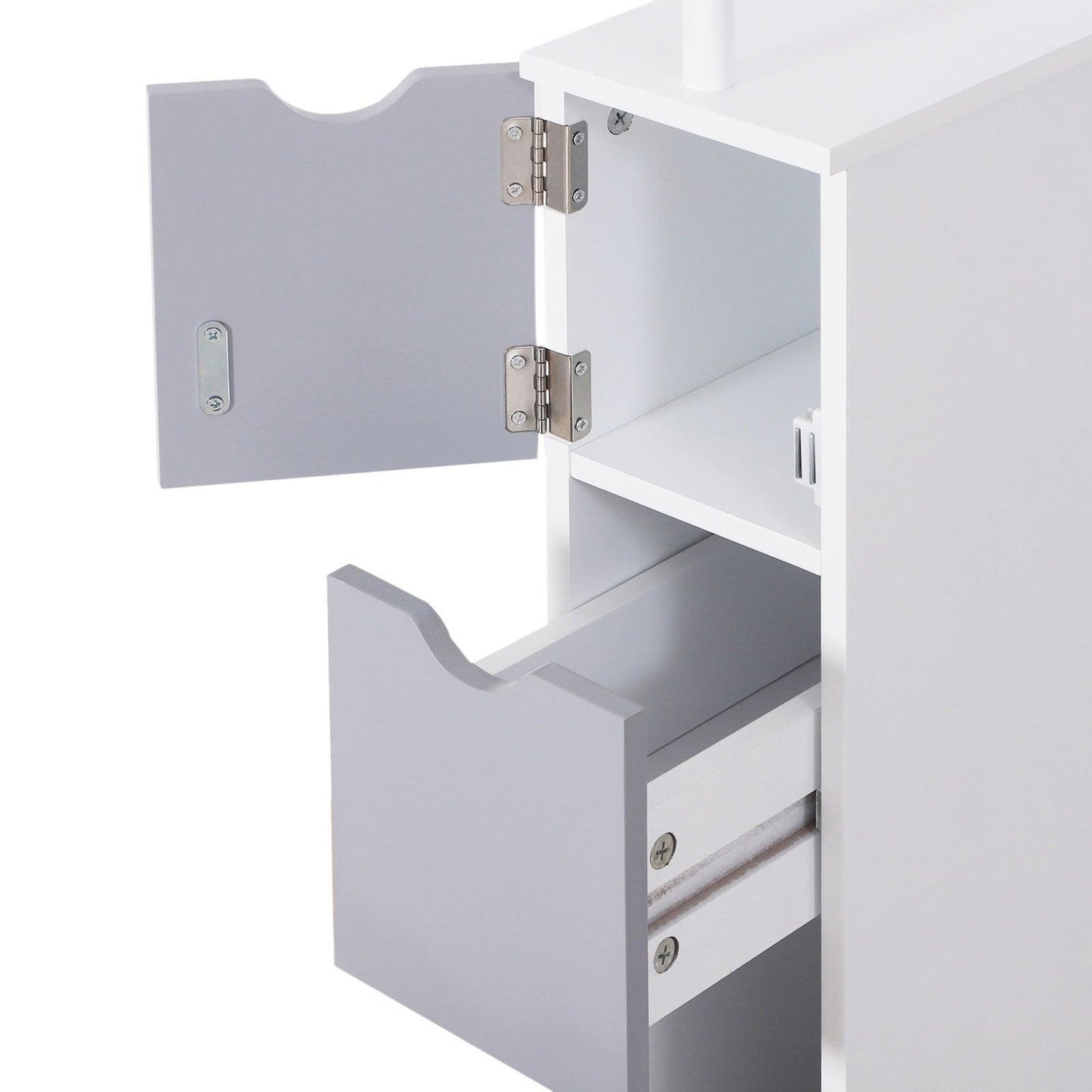 HOMCOM Bathroom Storage Cabinet - Grey & White - ALL4U RETAILER LTD