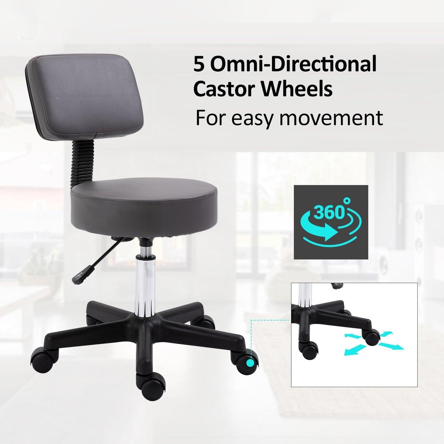 HOMCOM Swivel Salon Chair - Comfortable & Adjustable - ALL4U RETAILER LTD