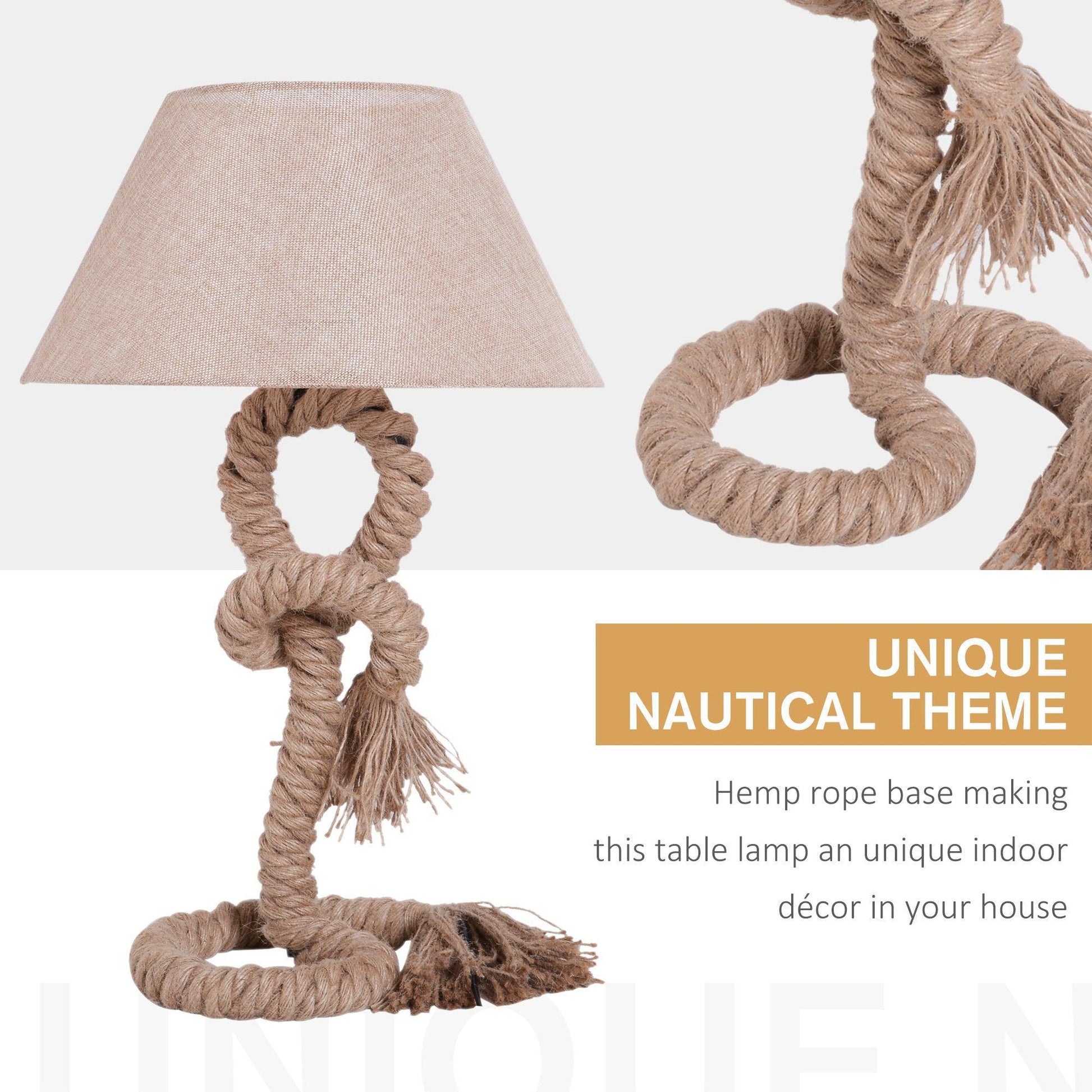 HOMCOM Bedside Lamp - Nautical Twisted Rope Design - ALL4U RETAILER LTD