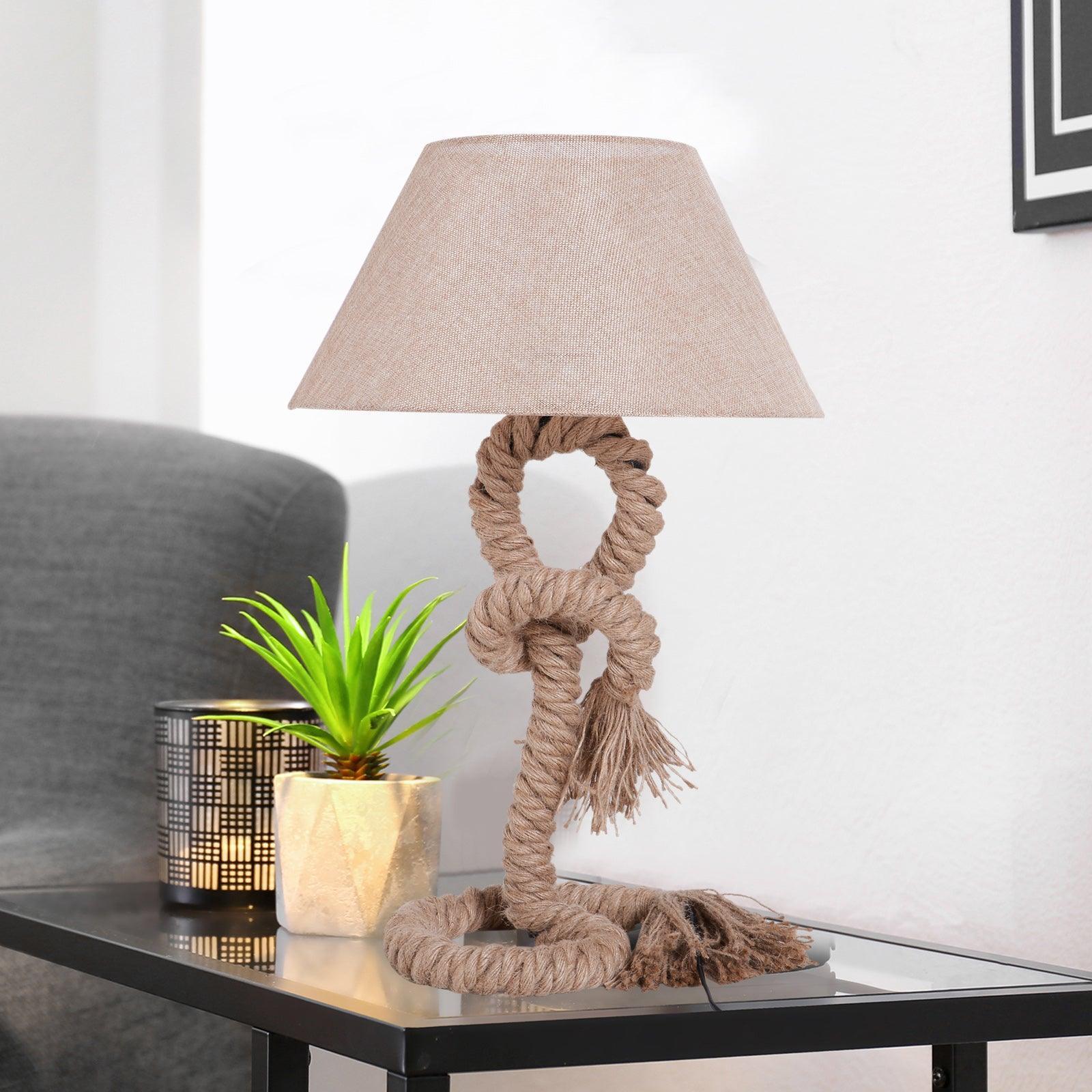 HOMCOM Bedside Lamp - Nautical Twisted Rope Design - ALL4U RETAILER LTD