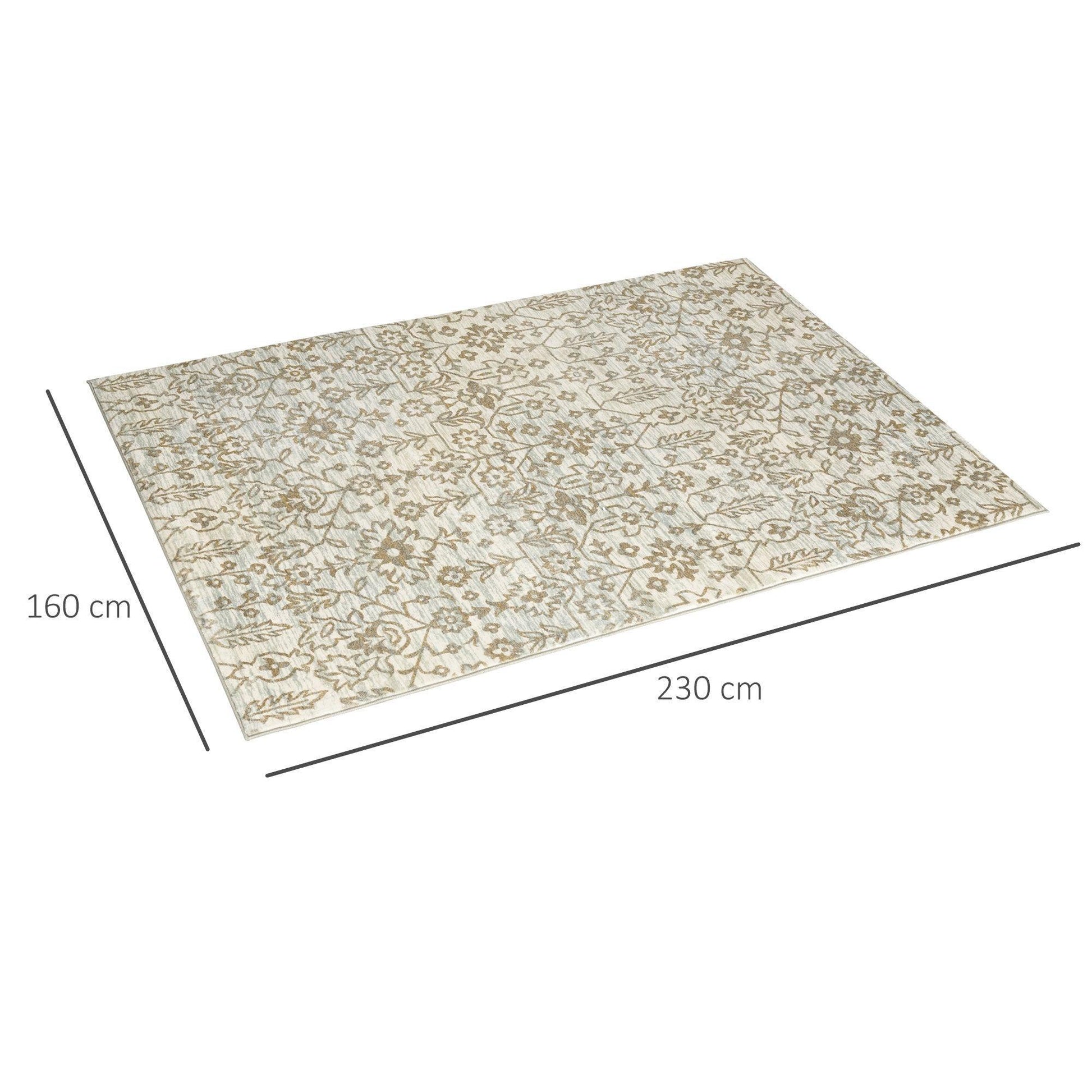 HOMCOM Beige Floral Rug 230x160cm - ALL4U RETAILER LTD