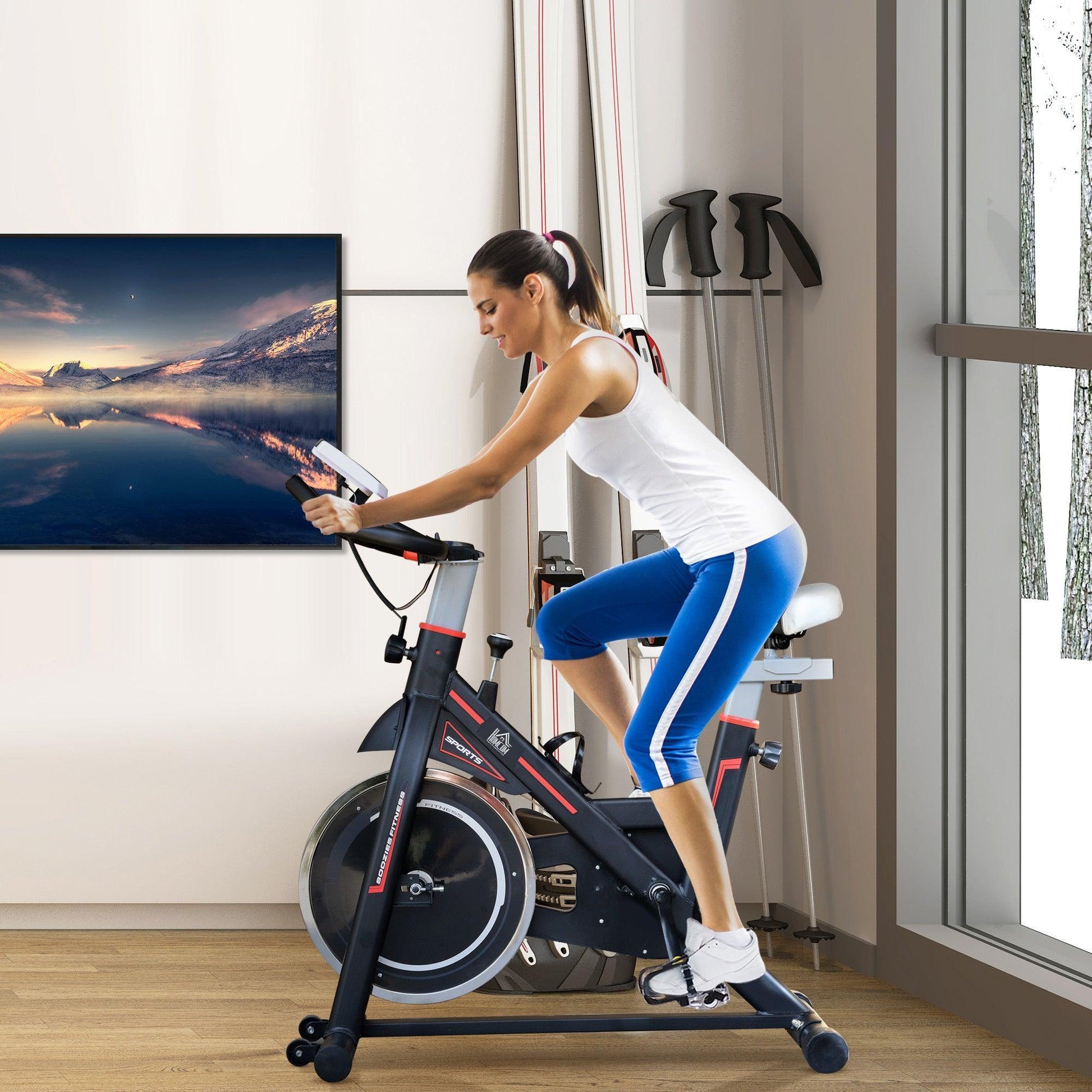 HOMCOM Belt-Driven Exercise Bike: LCD Display - ALL4U RETAILER LTD