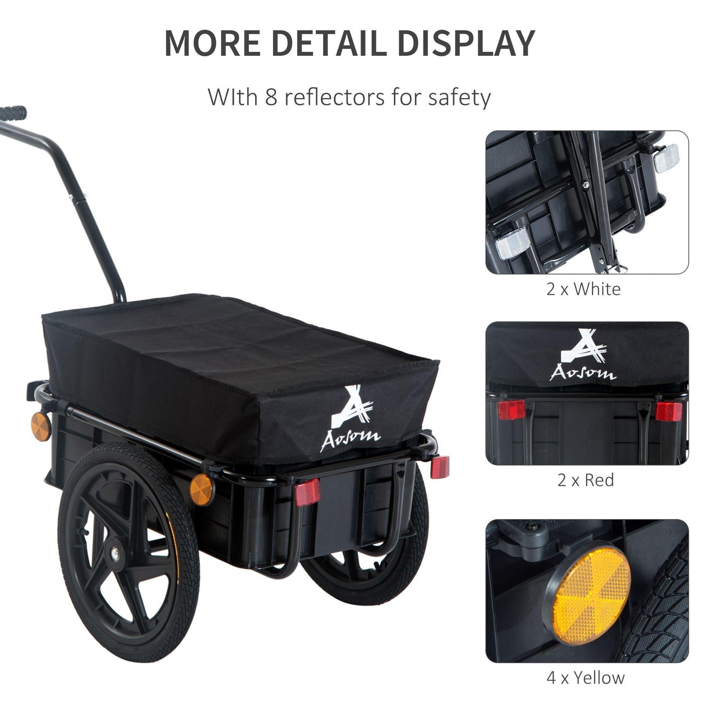 HOMCOM Bicycle Trailer Cargo Jogger Stroller - Black - ALL4U RETAILER LTD