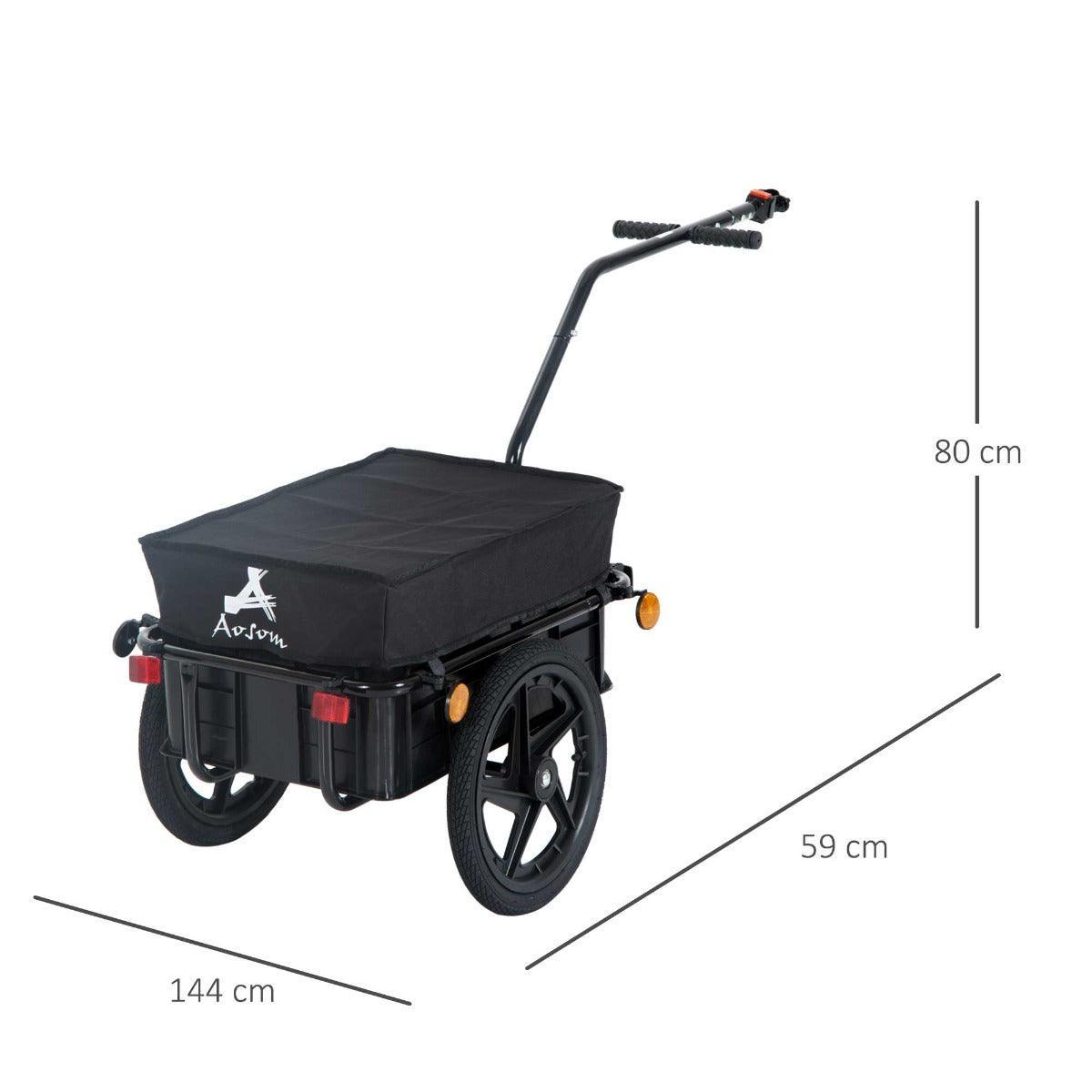 HOMCOM Bicycle Trailer Cargo Jogger Stroller - Black - ALL4U RETAILER LTD