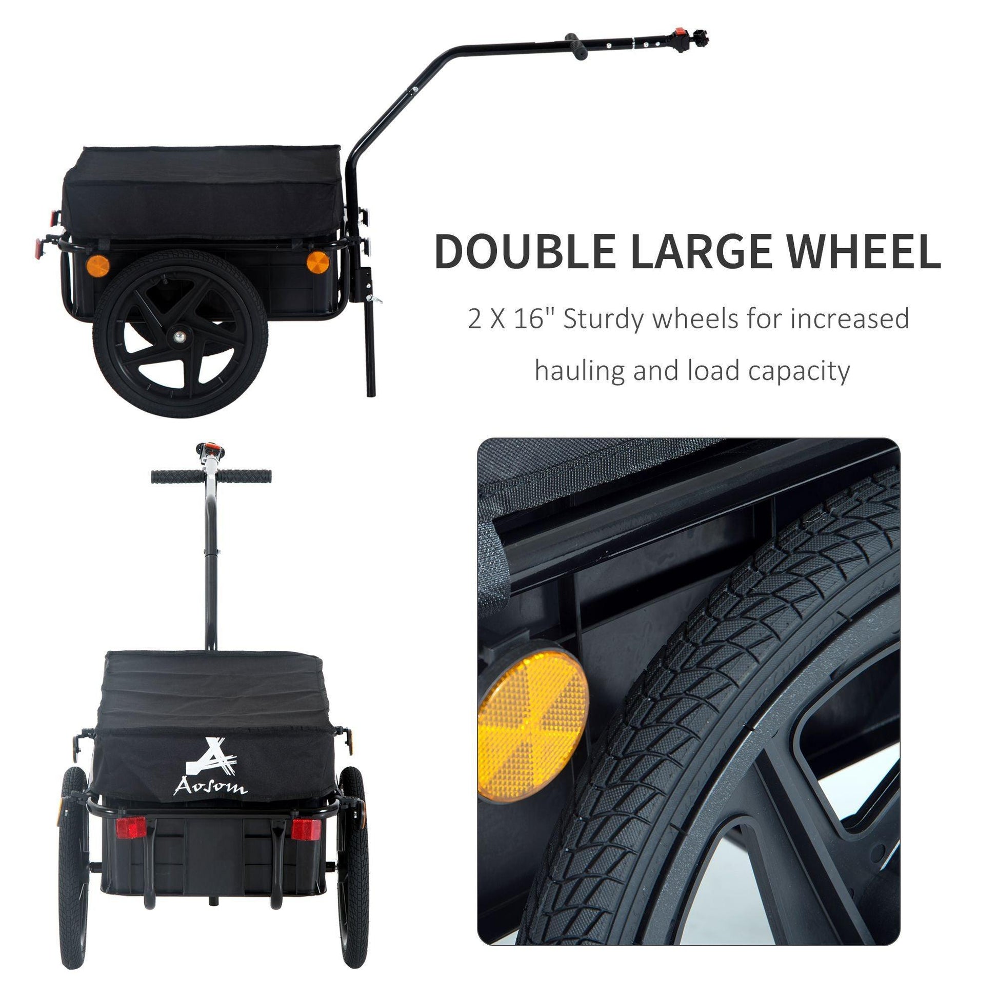 HOMCOM Bicycle Trailer Cargo Jogger Stroller - Black - ALL4U RETAILER LTD