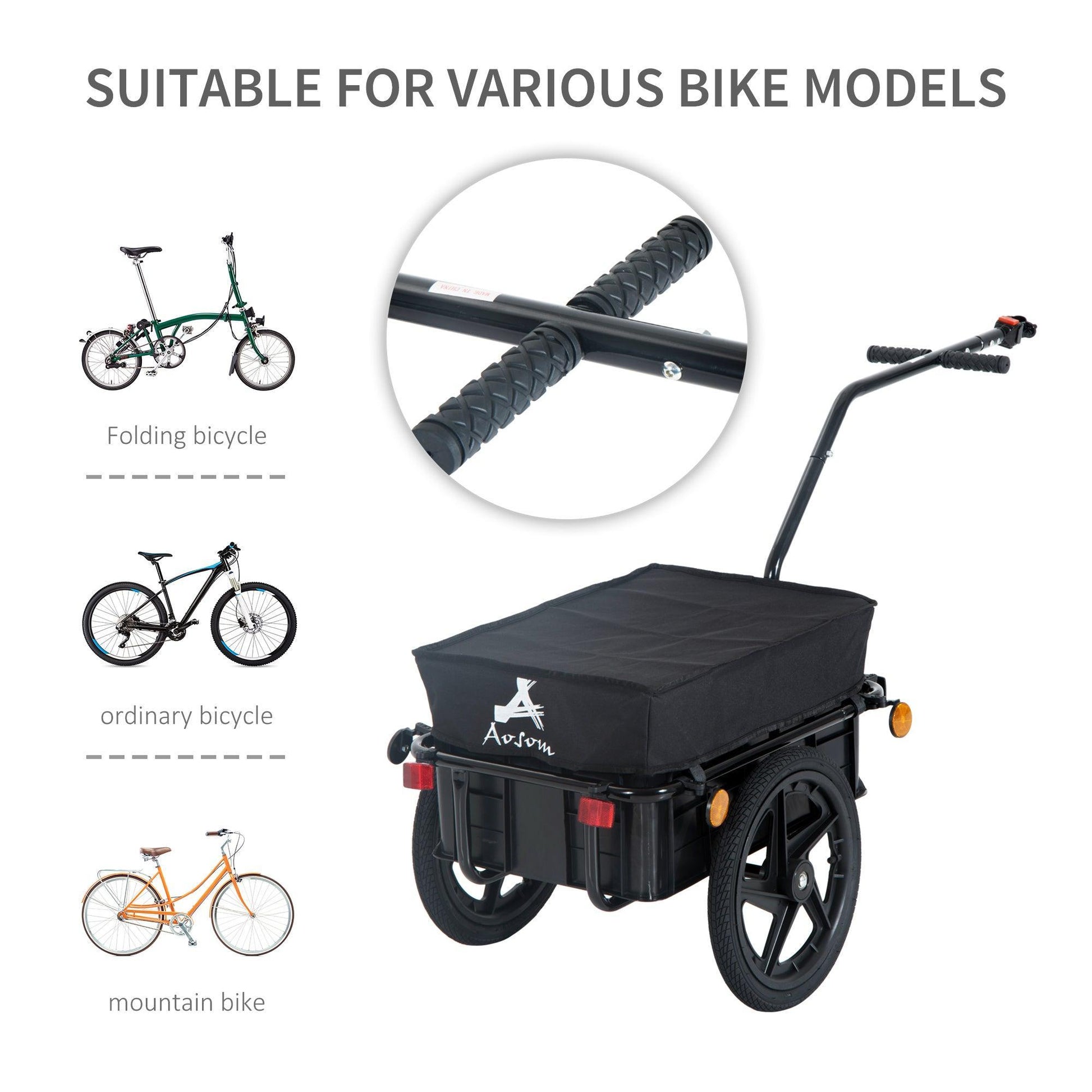 HOMCOM Bicycle Trailer Cargo Jogger Stroller - Black - ALL4U RETAILER LTD