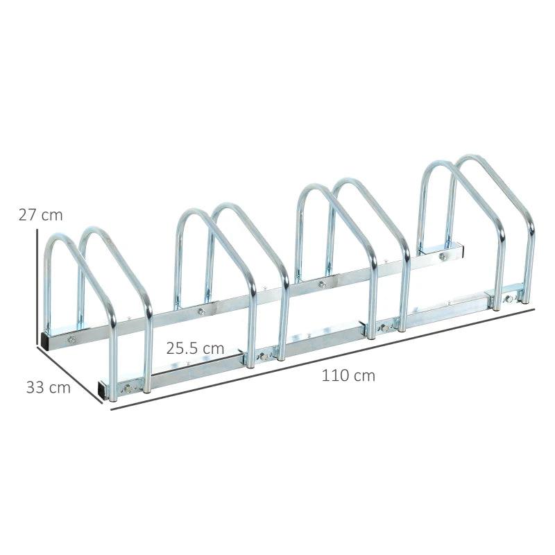 HOMCOM Bike Stand | Floor/Wall Mount | Cycle Storage (4 Racks) - ALL4U RETAILER LTD