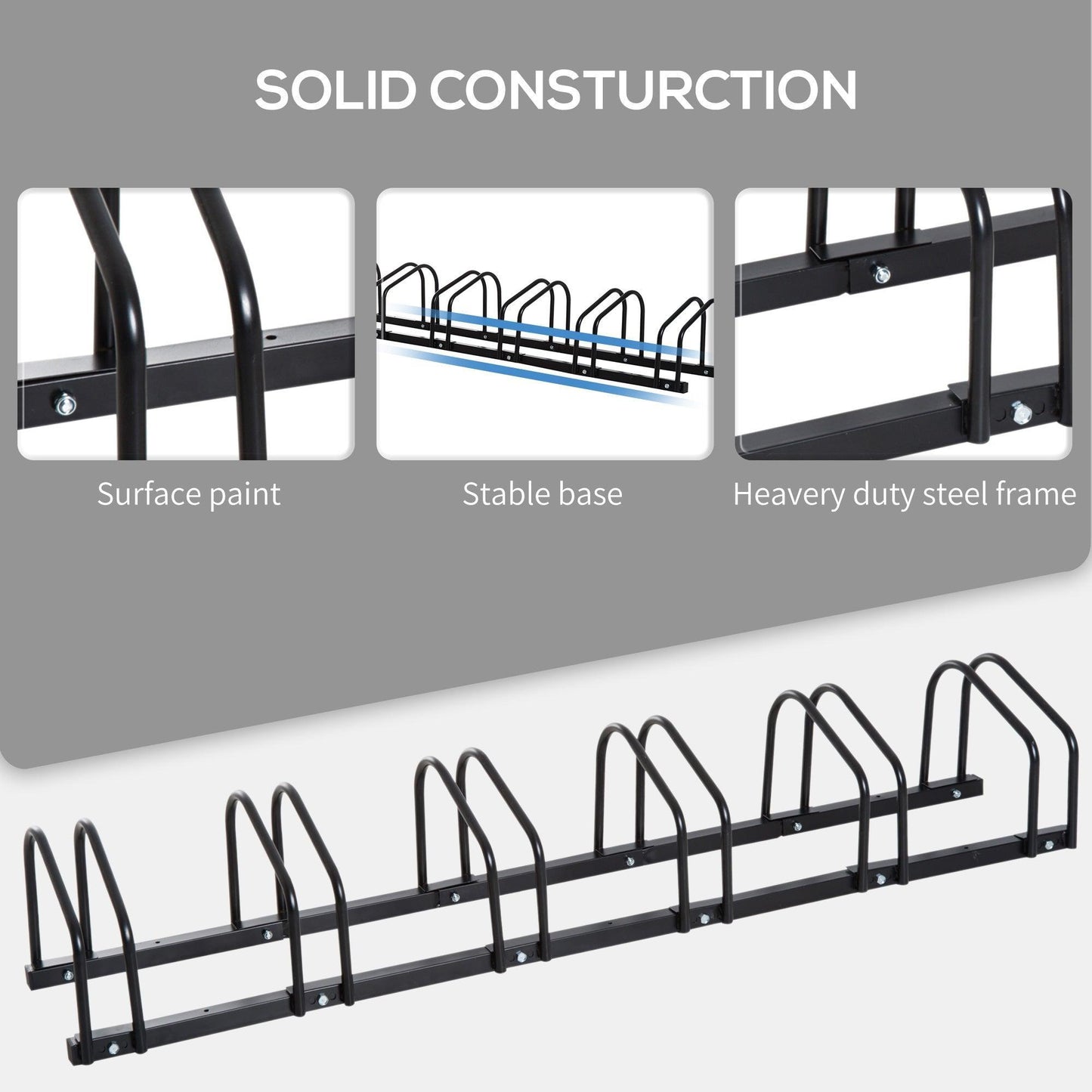 HOMCOM Bike Stand Rack - Space-Saving Storage - ALL4U RETAILER LTD