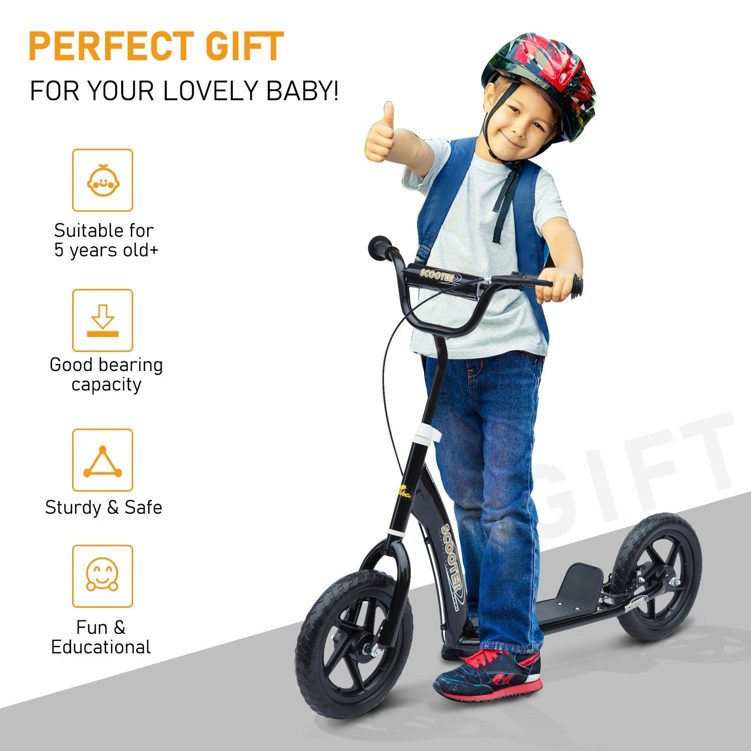 HOMCOM Black 12 Tire Scooter - ALL4U RETAILER LTD