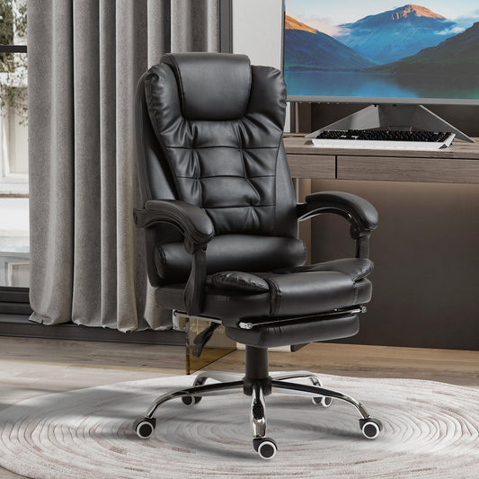 HOMCOM Black Executive Chair: Adjustable & Stylish - ALL4U RETAILER LTD