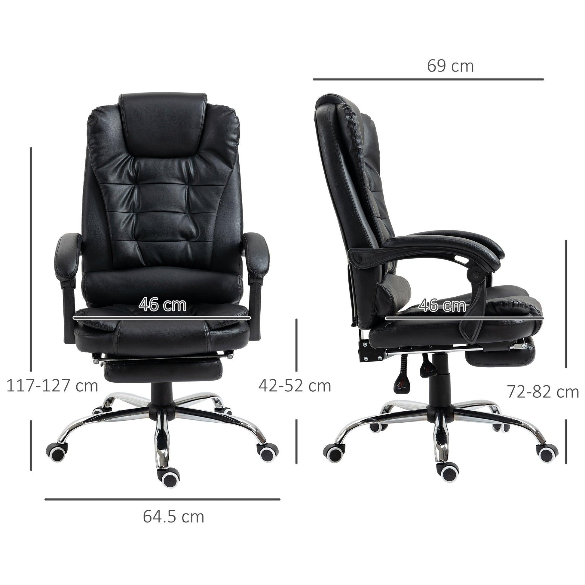 HOMCOM Black Executive Chair: Adjustable & Stylish - ALL4U RETAILER LTD