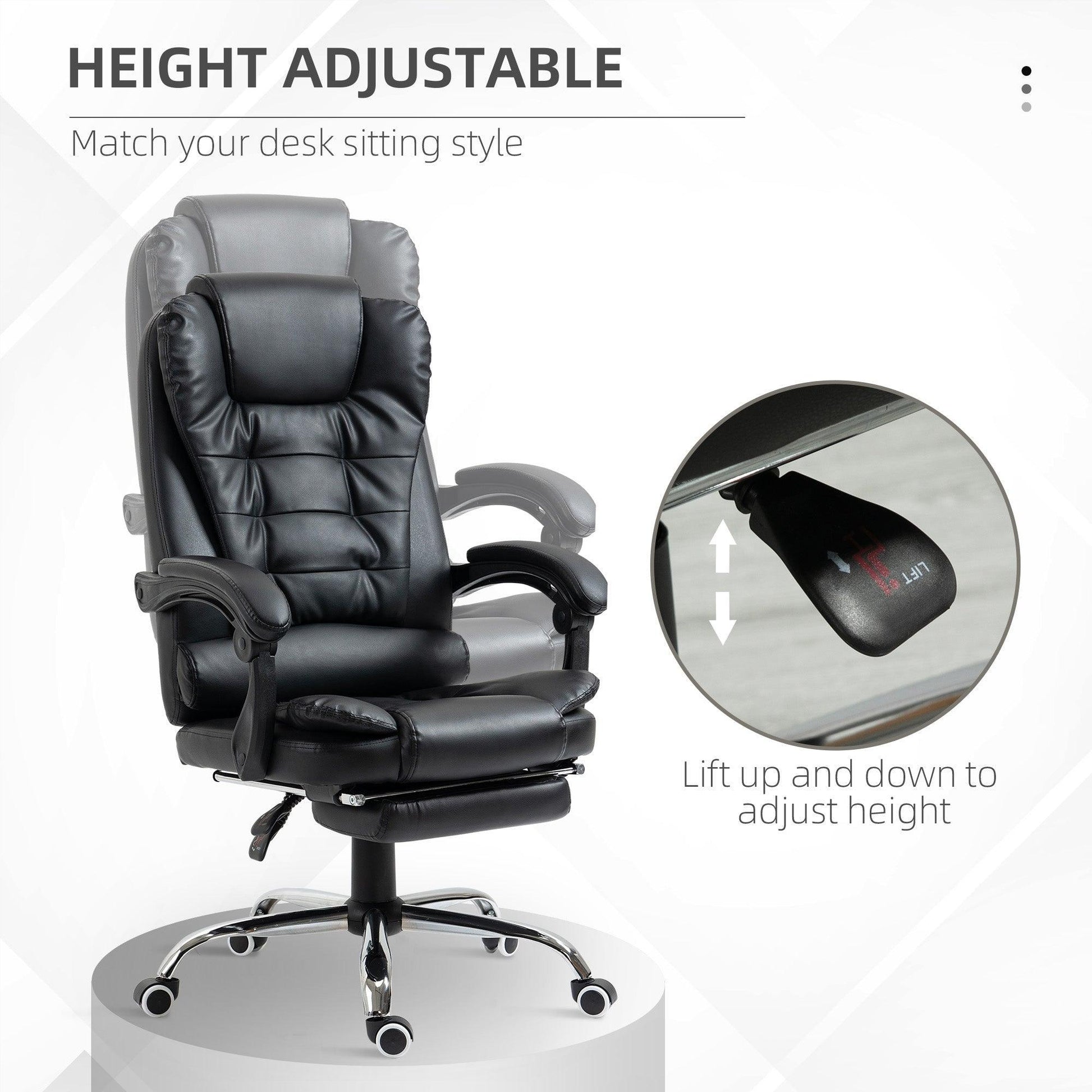 HOMCOM Black Executive Chair: Adjustable & Stylish - ALL4U RETAILER LTD