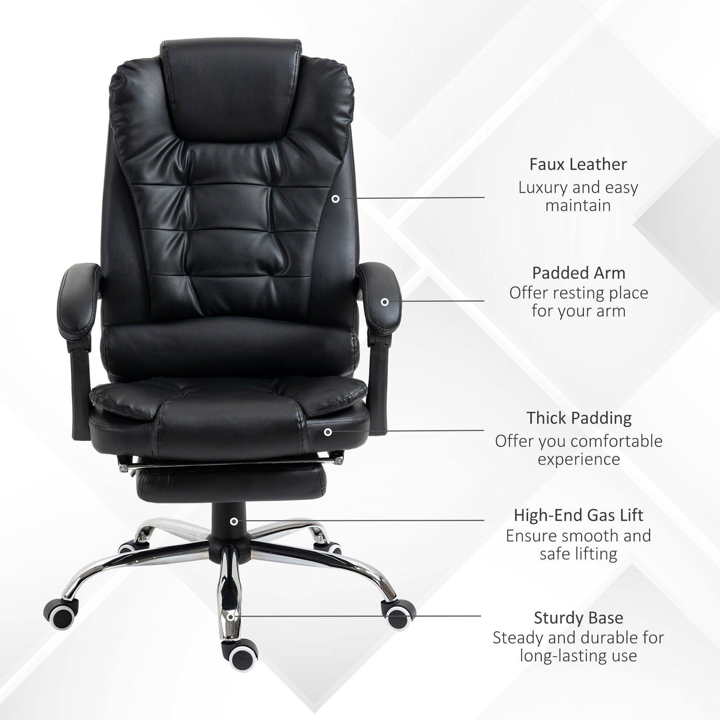 HOMCOM Black Executive Chair: Adjustable & Stylish - ALL4U RETAILER LTD