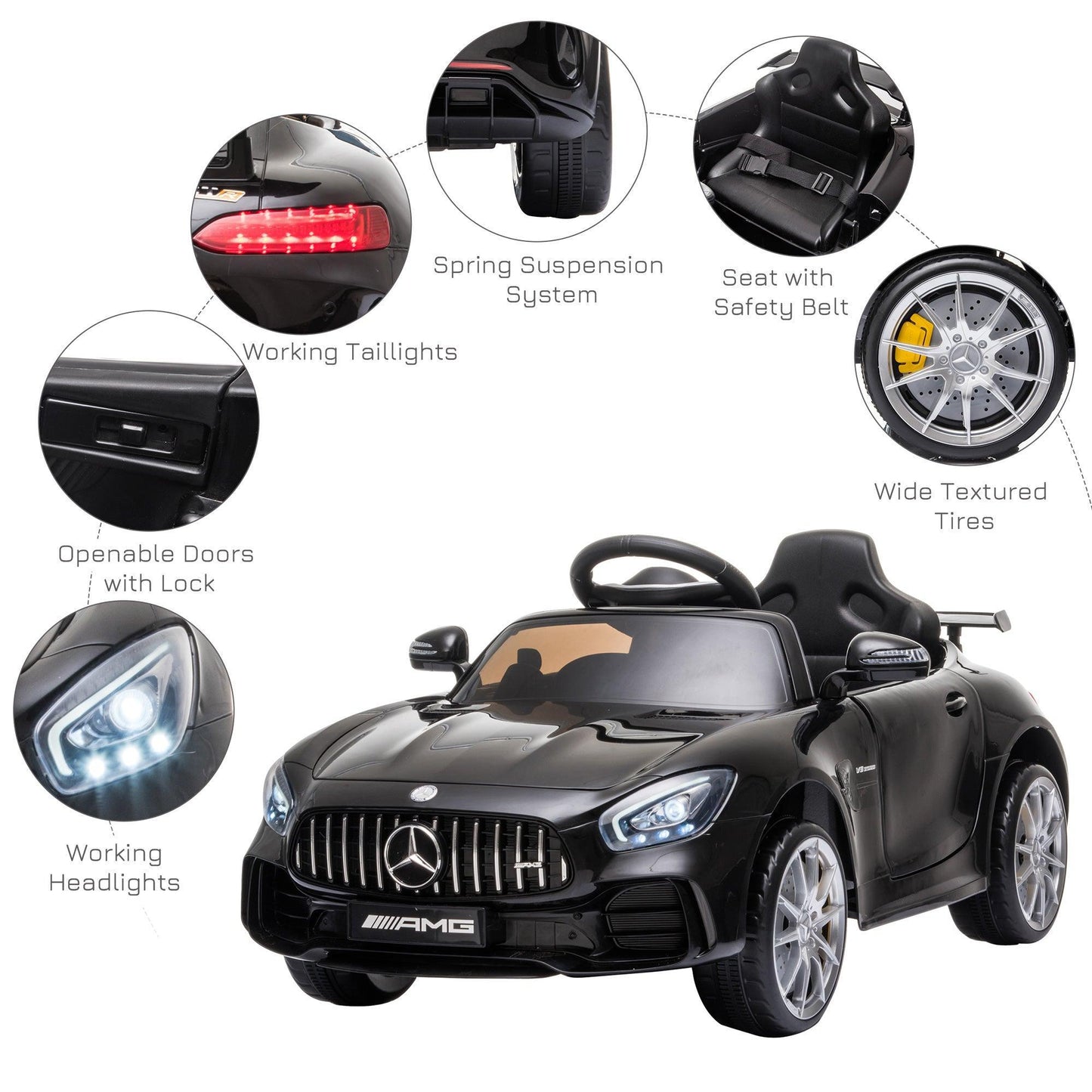 HOMCOM Black Kids Electric Ride-On Car with Remote Control - ALL4U RETAILER LTD