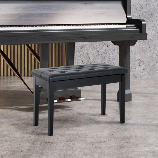 HOMCOM Black Piano Stool with Storage, 76x36x50cm - ALL4U RETAILER LTD