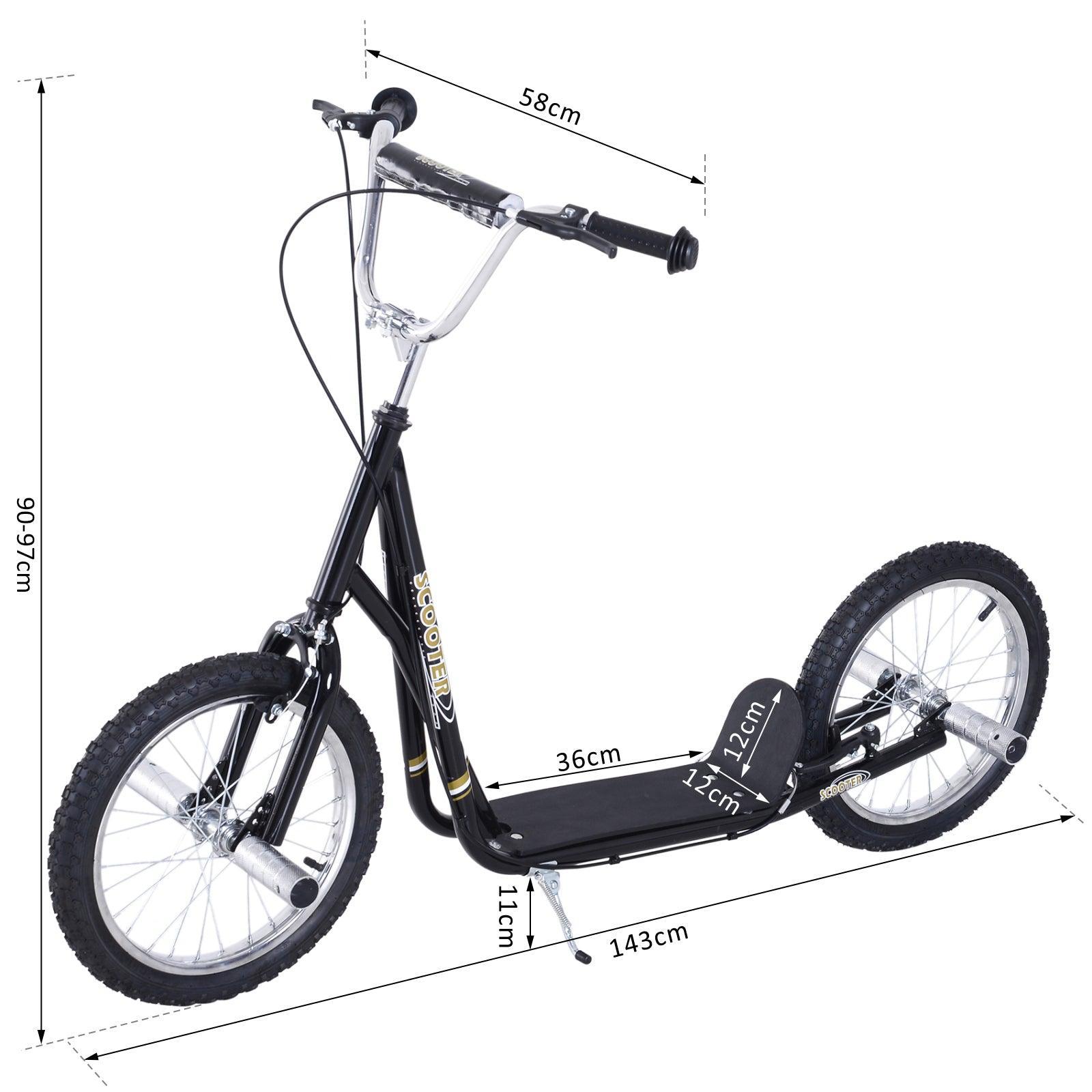 HOMCOM Black Pneumatic 16 Tire Scooter - ALL4U RETAILER LTD