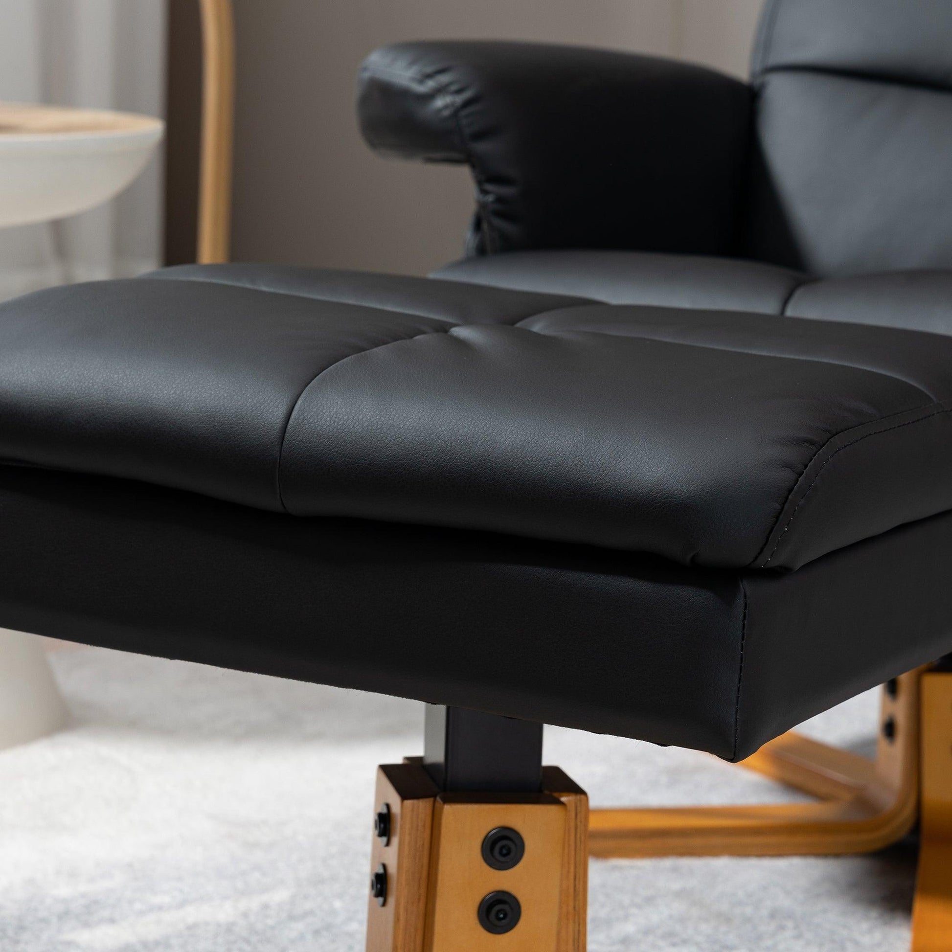 HOMCOM Black Recliner Chair with Footstool, Storage - ALL4U RETAILER LTD