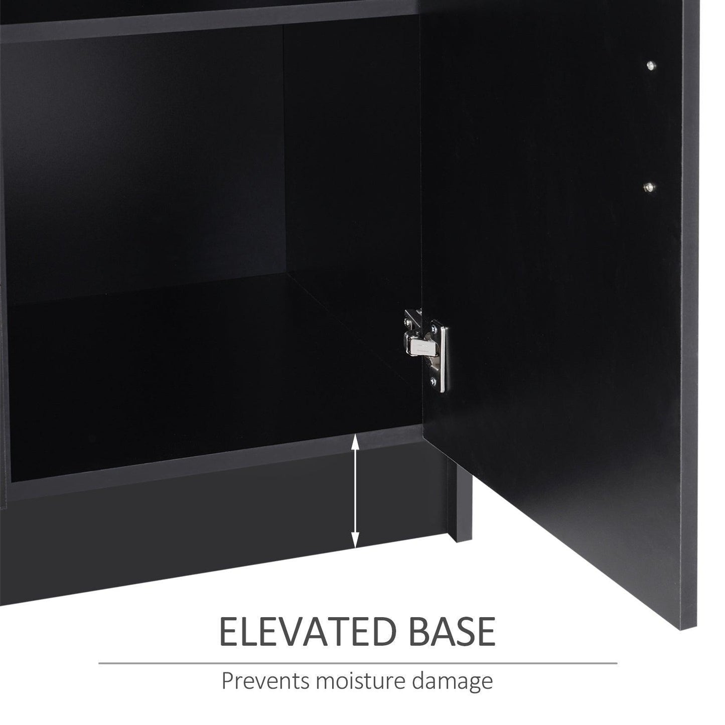 HOMCOM Black Sideboard Cabinet with Doors & Drawers - ALL4U RETAILER LTD