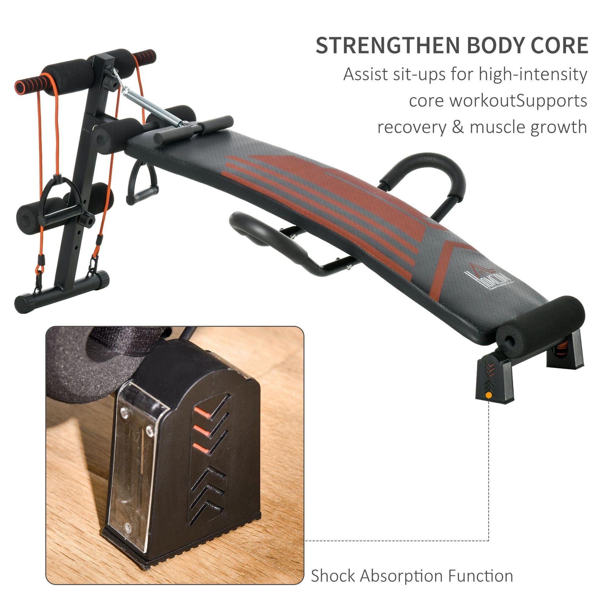 HOMCOM Black Sit Up Bench – Adjustable Fitness Board - ALL4U RETAILER LTD