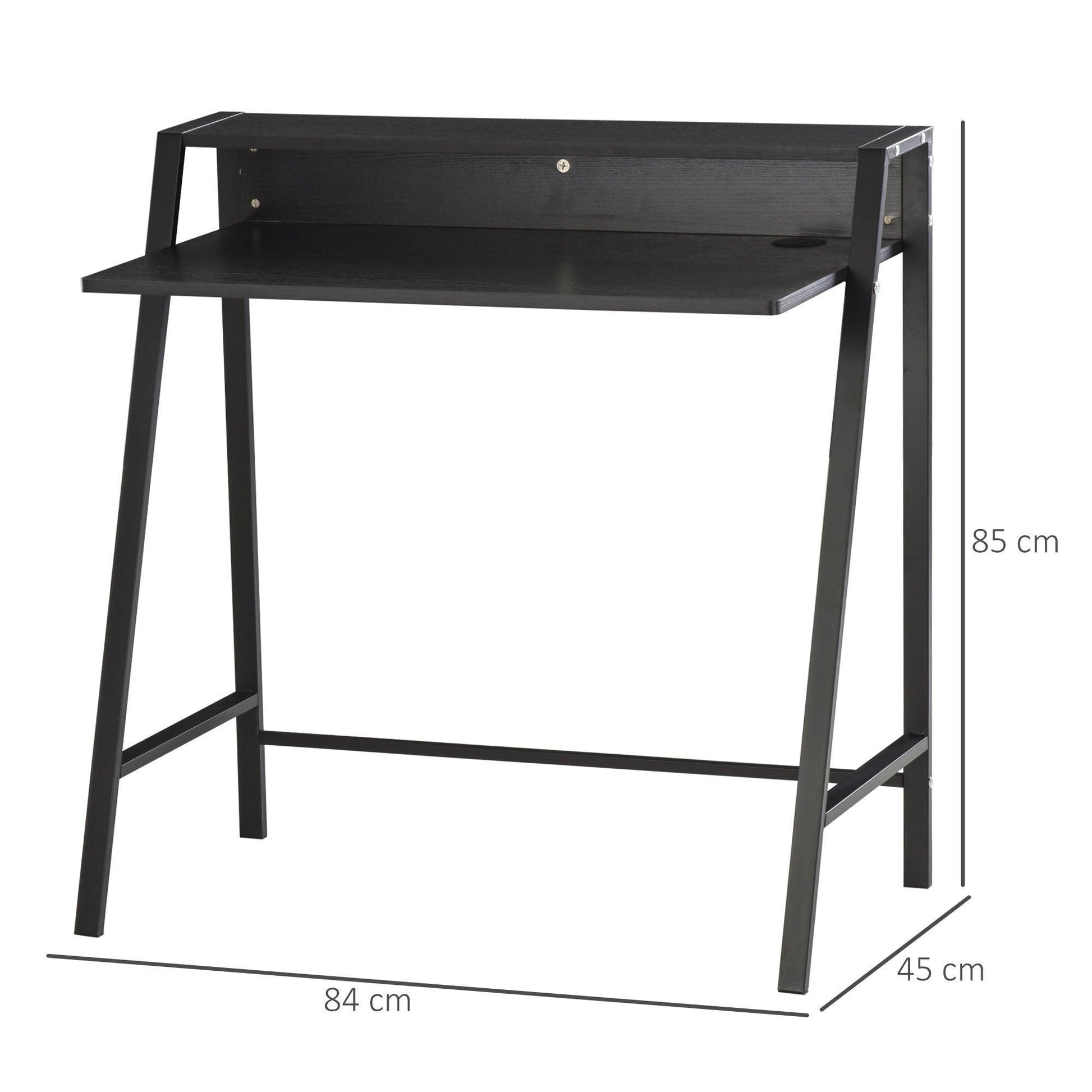 HOMCOM Black Writing Desk with Storage - ALL4U RETAILER LTD