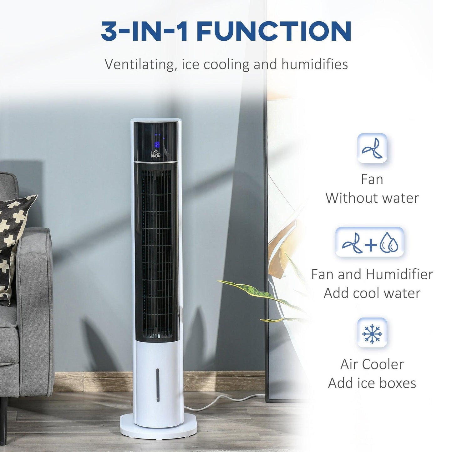 HOMCOM Bladeless Air Cooler with Remote Control - 3 Modes, Timer - ALL4U RETAILER LTD