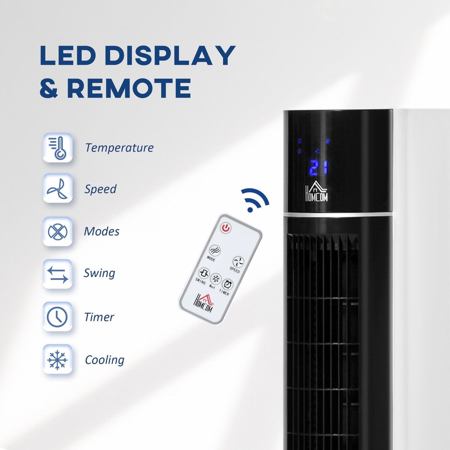 HOMCOM Bladeless Air Cooler with Remote Control - 3 Modes, Timer - ALL4U RETAILER LTD