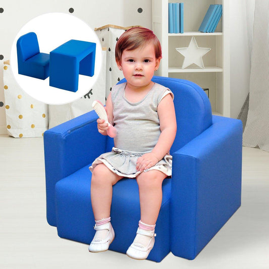 HOMCOM Blue 3-in-1 Kids Sofa: Table Chair Set - ALL4U RETAILER LTD