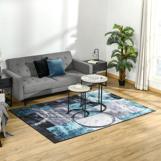 HOMCOM Blue Geometric Modern Rug for Living Room - 160x230 cm - ALL4U RETAILER LTD