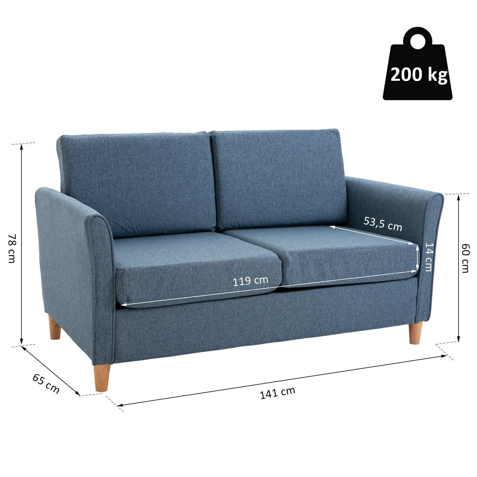 HOMCOM Blue Loveseat Couch - Compact Double Seater - ALL4U RETAILER LTD