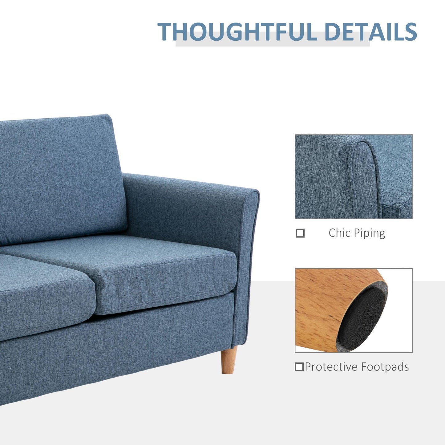 HOMCOM Blue Loveseat Couch - Compact Double Seater - ALL4U RETAILER LTD