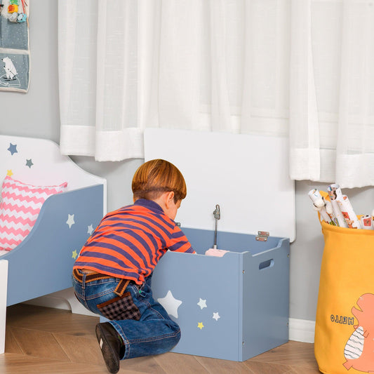 HOMCOM Blue Toy Box Storage Chest: Organise Playroom - ALL4U RETAILER LTD
