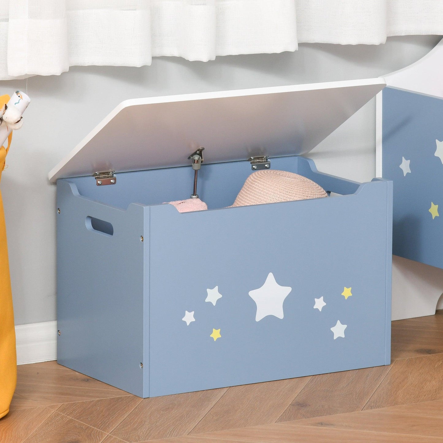 HOMCOM Blue Toy Box Storage Chest: Organise Playroom - ALL4U RETAILER LTD