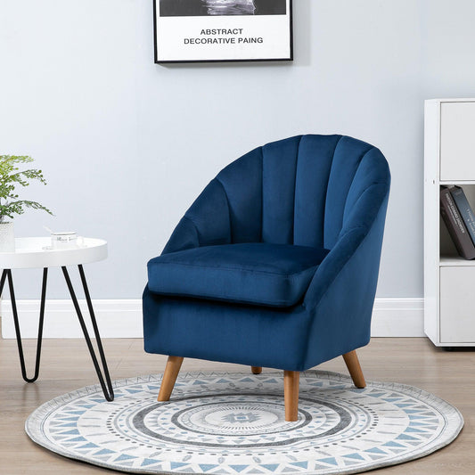 HOMCOM Blue Velvet Accent Chair, Stylish & Comfortable - ALL4U RETAILER LTD